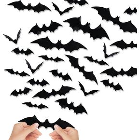 Halloween Decorations, 120PCS 3D Bats Halloween Decorations Indoor, Halloween Wall Decor, Halloween Decorations Clearance, Bats Halloween Stickers for Halloween Party Decorations
