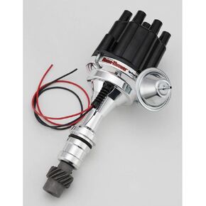 Pertronix D110700 Flame-Thrower Plug and Play Vacuum Advance Black Cap Billet Electronic Distributor with Ignitor II Technology for Oldsmobile V8