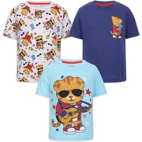 Daniel Tiger's Boys 3 Pack Short Sleeve T-Shirt for Toddler to Big Kids