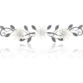 Metal Wall Art Modern Minimalist Metal Flowers Wall Decor Horizontal Wall Art Iron Artwork,for over door, bedroom, living room,kitchen, office metal scroll wall decor