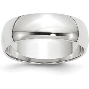 Avariah Solid 14k White Gold 6mm Lightweight Half Round Wedding Band Size 13 - Ring Size 13.0