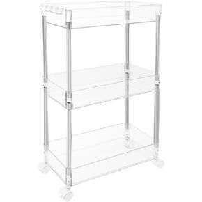 Versatile Transparent Rolling Storage Cart, Slim Design, 3 Tier Multi-Purpose Organizer for Kitchen, Bathroom, Office, and More (Slim 3-ply)
