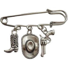 Cute Cowboy Hat Cowboy Boot Charm Pendant Brooch, Punk Style Gun Charm Pin for Man Woman, Classic Western Jewelry Accessories