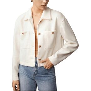 MakeMeChic Women's Casual Long Sleeve Jacket Outwear Collared Neck Double Pocket Coats Outerwear
