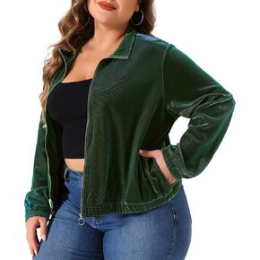 Agnes Orinda Plus Size Jackets for Women Holographic Mesh Long Sleeve Zip Up Clubwear Party Jacket