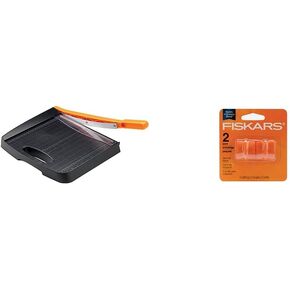 Fiskars Recycled Bypass Paper Trimmer (12") and Replacement Blades (2-Pack) | Paper Cutter Bundle