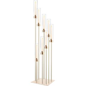 Floor Candle Holders Tall Set: 8 Arms Metal Floor Candelabra Candle Holder for Wedding Table Centerpiece, 45.3'' Gold CandleSticks Holder with Clear Acrylic Shade for Party, Fit LED Taper Candle