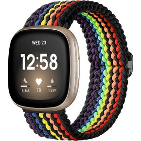سوار Maledan المضفر القابل للتمدد متوافق مع Fitbit Sense/Fitbit Versa 3/ Versa 4/ Sense 2 Bands للنساء والرجال، سوار معصم مرن ناعم من أجل Fitbit Sense/Versa 3 ملحقات سوار الساعة الذكية