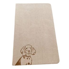 A5 Hardcover Beagle Notebook - PU Leather, 100gsm Lined Pages, Bookmark, Notebook or Journal (Beige)