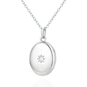 925 Sterling Silver Starburst Pendant Locket Necklace for Women