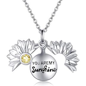 You Are My Sunshine Necklace 925 Sterling Silver Sunflower Pendant Jewelry Gifts for Women