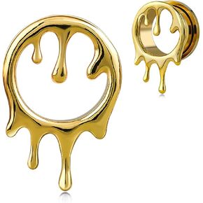 COOEAR Stainless Steel Earrings Piercing Tunnels, Screw Back Ear Gauges Stretchered Plugs, Melting Chain Body Jewelry