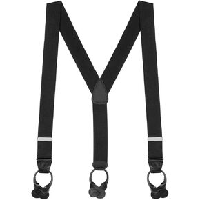 Solid Color Suspenders - 1.5-Inch Wide Elastic - Y-Back - Button - Many Colors & 4 Sizes Including Big & Tall