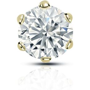 Diamond Wish 1/4 Carat Diamond Round Single Stud Earring in 14k Yellow Gold (I2-I3, cttw), 6-Prong Basket Screw Back