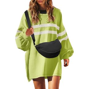 SENSERISE Womens Striped Crewneck Sweatshirts Oversized Lantern Sleeve Color Block Shirts Workout Tops