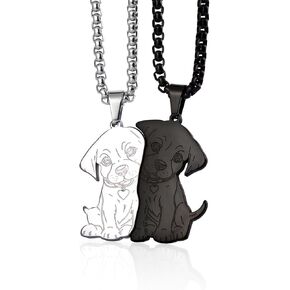 Dog Couples Necklace Cute Dog Sitting Puzzle Matching Necklaces Gift for Valentine's Day