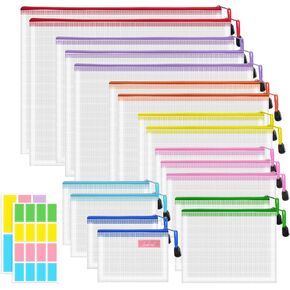18pcs Mesh Zipper Pouch Bags, Plastic Zipper Pouches, 8 Sizes Zipper Pouch - Mesh Bags with Zipper, 8 Colors Mesh Zipper Pouch, Multipurpose Zipper Pouches for Classroom and Puzzle Bag