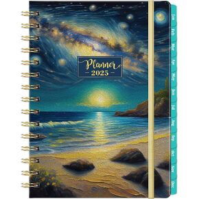 2025 Planner - Planner 2025, Jan. 2025 - Dec. 2025, 8.4"x 6.3", 2025 Weekly and Monthly Planner with Elastic Closure, Sticky Tabs + Hardcover - Dreaming Sea