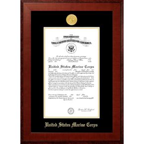Campus Images MACHO0018.5x11 Marine Certificate Honors Frame with Gold Medallion, 8.5" x 11"