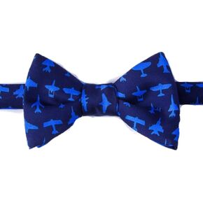 Men's 100% Silk Blue Aviation Military Aircrafts Airplane Butterfly Self Tie Bow Tie