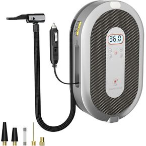 Giraffe Tools Tire Inflator Portable Air Compressor, 150 PSI 12V Car Air Pump with Digital Pressure Gauge, 13ft Cord Retraction Auto Tire Pump with Emergency LED Light for Bicycle, Motorcycle, Ball