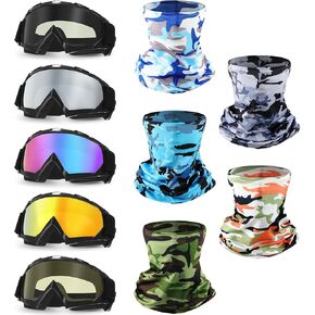 5 Pcs Motorcycle Dirt Bike Goggles for Men Women Adjustable Atv Goggles 5 Face Mask Riding off Road Protective