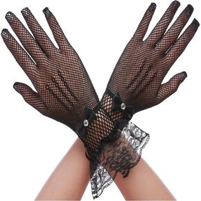 Floral Lace Gloves Tea Party Short Sunblock Gloves Wedding Bridal Vintage Prom Tulle Gloves For Women