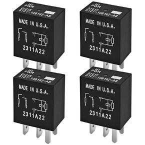 8T2T-14B192-AB Relay (Pack of 4), 12VDC 4 Pins Plug-in Automotive Relay - Reliable OEM Replacement, Compatible for Select Ford Vehicles