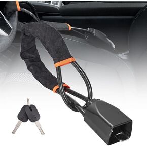 Blueshyhall Password Combination Car Steering Wheel Pedal Brake Clutch Lock, Extendable Double Hook Anti-Theft Safety Locking Devices
