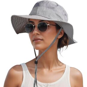 OZERO Boonie Sun Protection Hat: Breathable Wide Brim Hats for Women - Adjustable Bucket Hat for Fishing Hiking Safari Beach