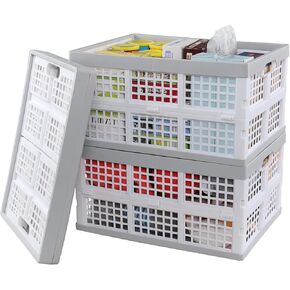 3-Pack Plastic Collapsible Storage Crates, 30 L Folding Storage Crates