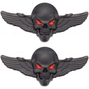 3D Skeleton Skull Emblem Car Badge Sticker Car Side Rear Front Hood Trunk Door Fender Bumper Metal Badge 3D Decal Sticker (Black) (CR-WINDSKULL)