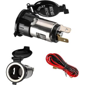 Car Cigarette Lighter Socket, 12V Waterproof Cigarette Lighter Female Power Outlet Socket, Dustproof Vehicle Lighter Adapter with Extension Cable, SUV Truck Car Accessories