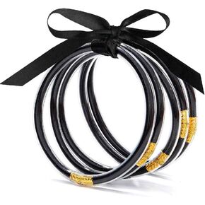MJartoria Glitter Jelly Bangles Bracelets Set Glitter Filled Jelly Silicone Bracelets for Women