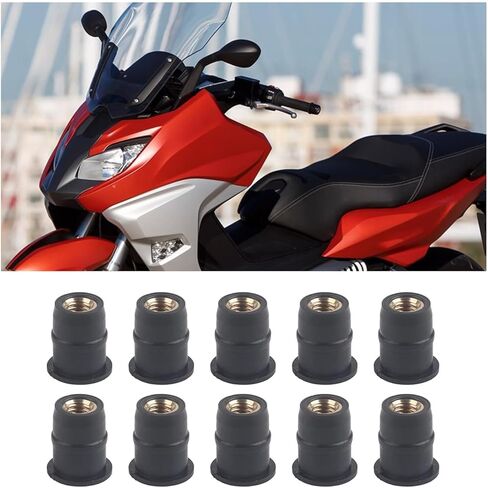 10 قطع M5 مثبتات صواميل الزجاج الأمامي المعدلة للدراجات النارية، ملحقات براغي مطاطية، مجموعات استبدال مسامير السيارة العالمية المقاومة للماء للدراجات النارية والسيارات والشاحنات وقوارب الكاياك ATV (أسود) in Kuwait