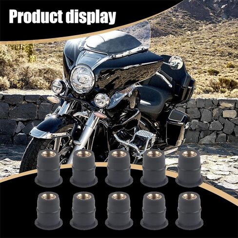 10 قطع M5 مثبتات صواميل الزجاج الأمامي المعدلة للدراجات النارية، ملحقات براغي مطاطية، مجموعات استبدال مسامير السيارة العالمية المقاومة للماء للدراجات النارية والسيارات والشاحنات وقوارب الكاياك ATV (أسود) in Kuwait