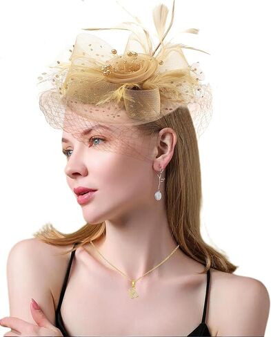 Fascinators Hats Women Pillbox Hat Feathers Derby Headband Wedding Headwear Tea Party Hair Clip 20s 50s Top Hat in Saudi Arabia