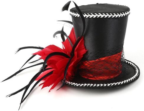 قبعة علوية للسيدات للحفلات Fascinator باللون الأحمر، مقاس واحد - مصنوعة يدويًا بأناقة in Saudi Arabia