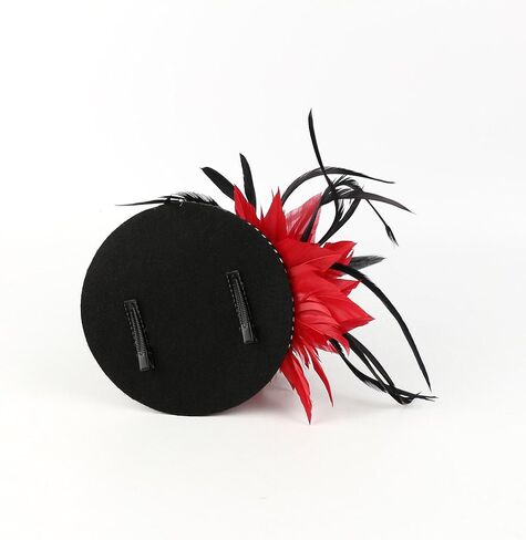 قبعة علوية للسيدات للحفلات Fascinator باللون الأحمر، مقاس واحد - مصنوعة يدويًا بأناقة in Saudi Arabia