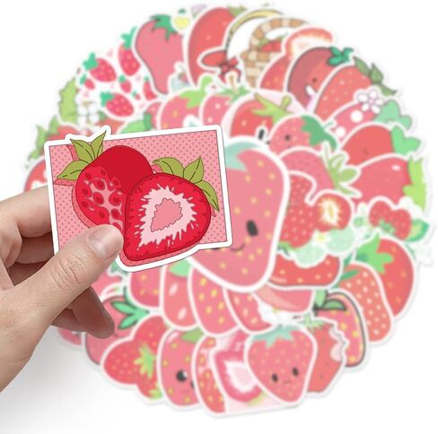 50 PCS Cute Cherry Stickers Fancy Cherry Stickers Vinyl Stickers for Water Bottles Laptop Guitar Scrapbook Party Gifts for Kids Girls Teens Award Stickers(Cherry) in Saudi Arabia