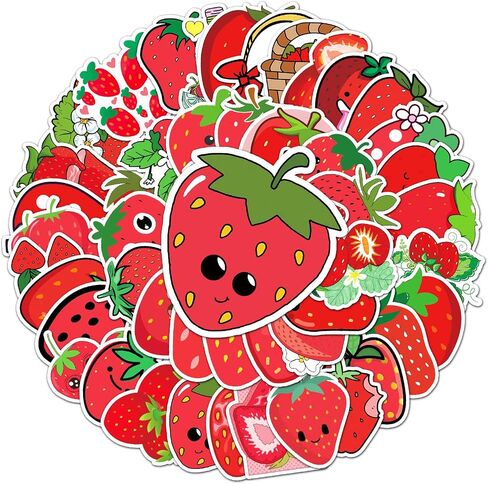 50 PCS Cute Cherry Stickers Fancy Cherry Stickers Vinyl Stickers for Water Bottles Laptop Guitar Scrapbook Party Gifts for Kids Girls Teens Award Stickers(Cherry) in Saudi Arabia
