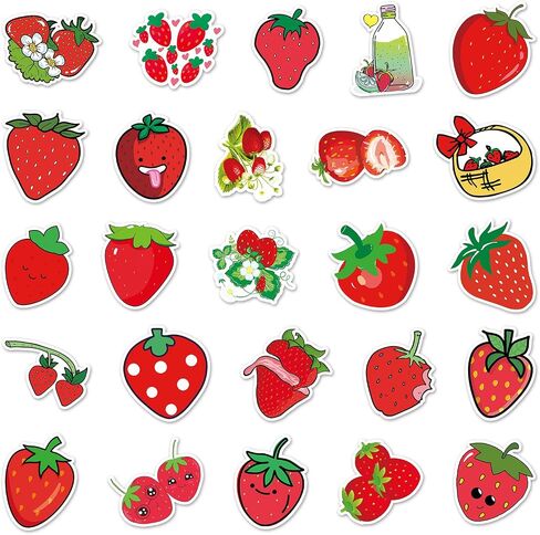 50 PCS Cute Cherry Stickers Fancy Cherry Stickers Vinyl Stickers for Water Bottles Laptop Guitar Scrapbook Party Gifts for Kids Girls Teens Award Stickers(Cherry) in Saudi Arabia