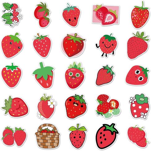 50 PCS Cute Cherry Stickers Fancy Cherry Stickers Vinyl Stickers for Water Bottles Laptop Guitar Scrapbook Party Gifts for Kids Girls Teens Award Stickers(Cherry) in Saudi Arabia