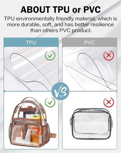 FADEON Clear Mini Backpack Purse for Women Small Backpacks, Designer Transparent Backpack Stadium Approved Clear Bag Brown in Saudi Arabia