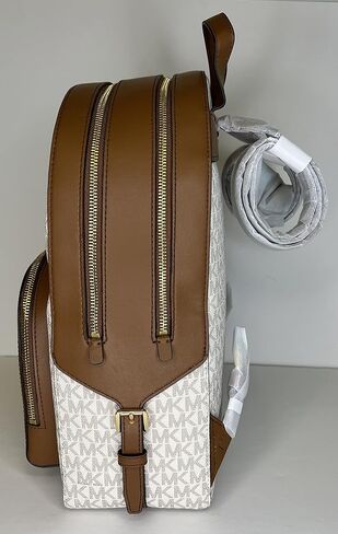 حقيبة ظهر Michael Kors MICHAEL Michael Kors Jaycee بجيب كبير بسحاب مزودة بمحفظة كونتيننتال كبيرة/خطاف محفظة معصم (Signature MK Vanilla) in Saudi Arabia