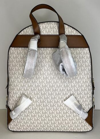 حقيبة ظهر Michael Kors MICHAEL Michael Kors Jaycee بجيب كبير بسحاب مزودة بمحفظة كونتيننتال كبيرة/خطاف محفظة معصم (Signature MK Vanilla) in Saudi Arabia