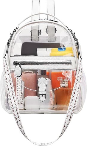 FADEON Clear Mini Backpack Purse for Women Small Backpacks, Designer Transparent Backpack Stadium Approved Clear Bag Brown in Saudi Arabia