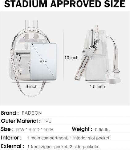 FADEON Clear Mini Backpack Purse for Women Small Backpacks, Designer Transparent Backpack Stadium Approved Clear Bag Brown in Saudi Arabia