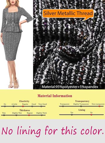 VFSHOW Womens Square Neck Peplum Buttons Belted Business Work Office Slim Pencil Sheath Dress in Saudi Arabia