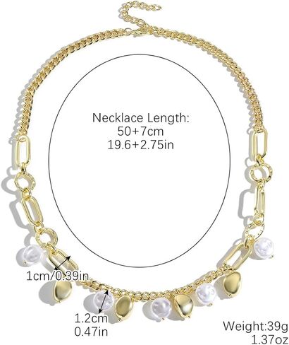 Pearl Choker Necklace for Women Statement Pearl Necklace Vintage Pearl Splice Necklace Adjustable Pearl Necklace Simple Pearl Jewelry Gift in Kuwait